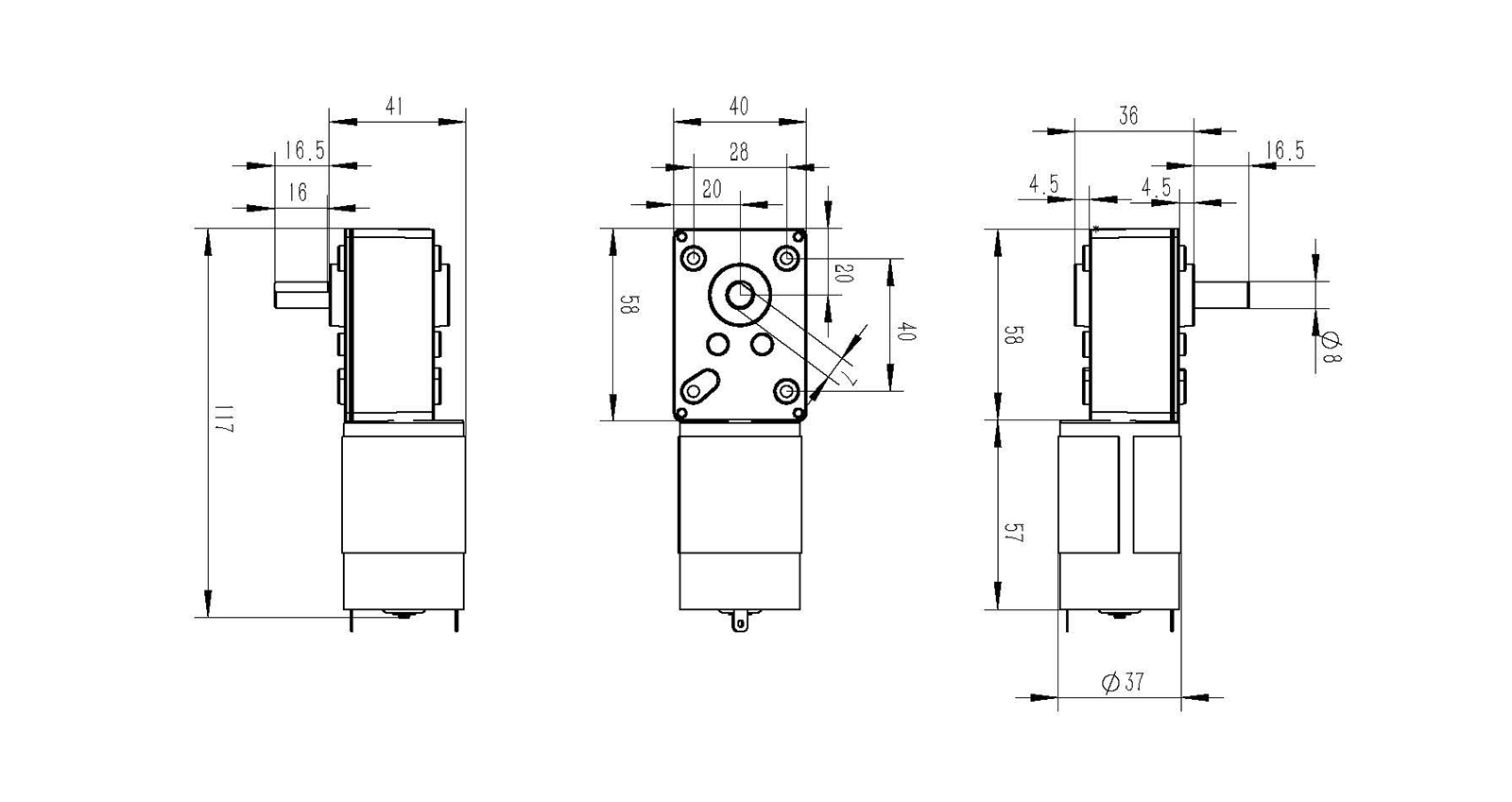 CQ-WG5840-555 Dimensions